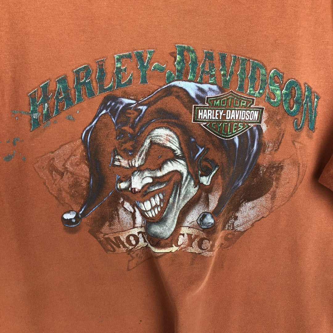 Harley-Davidson Fire Pattern Joker Motorcycle T-Shirt, Men's Size M (approx.) unclear orange type Vintage Second Hand