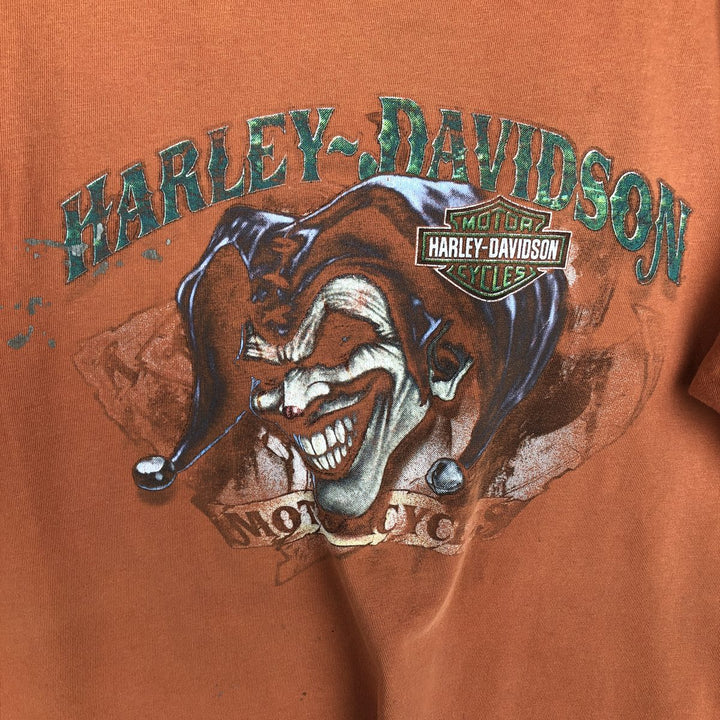 Harley-Davidson Fire Pattern Joker Motorcycle T-Shirt, Men's Size M (approx.) unclear orange type Vintage Second Hand