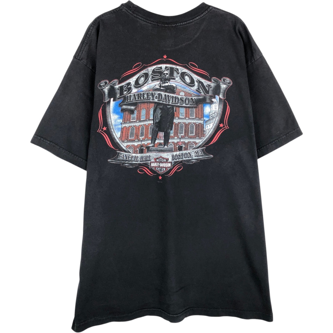 00'S Harley-Davidson Fire Pattern Motorcycle Bike T-Shirt Made in USA Men's XL cotton black type Vintage Second Hand