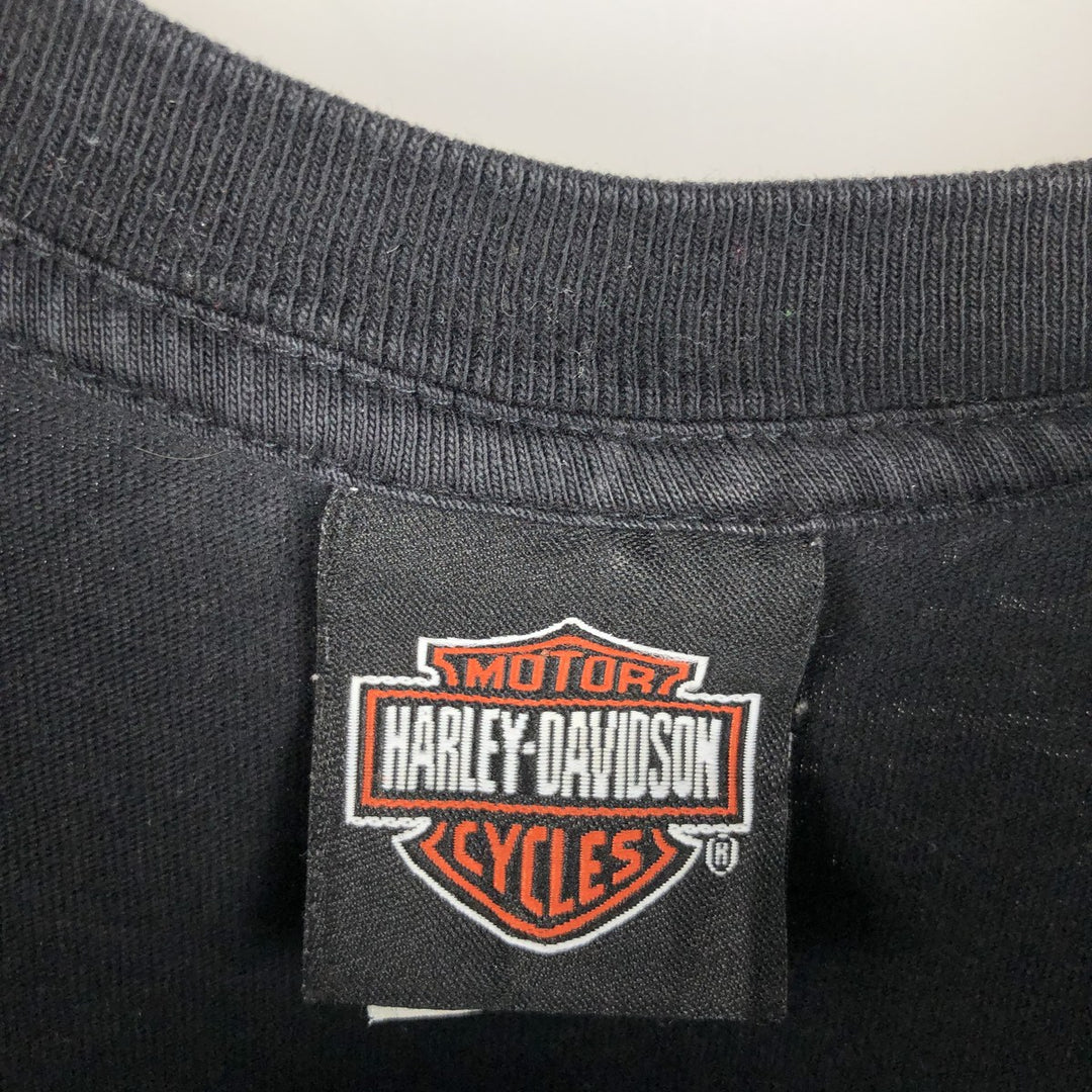 00'S Harley-Davidson Fire Pattern Motorcycle Bike T-Shirt Made in USA Men's XL cotton black type Vintage Second Hand