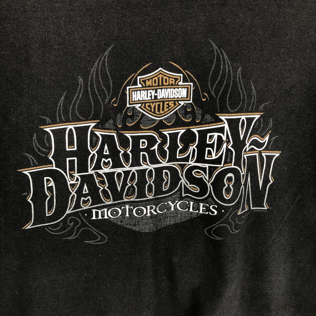00'S Harley-Davidson Fire Pattern Motorcycle Bike T-Shirt Made in USA Men's XL cotton black type Vintage Second Hand
