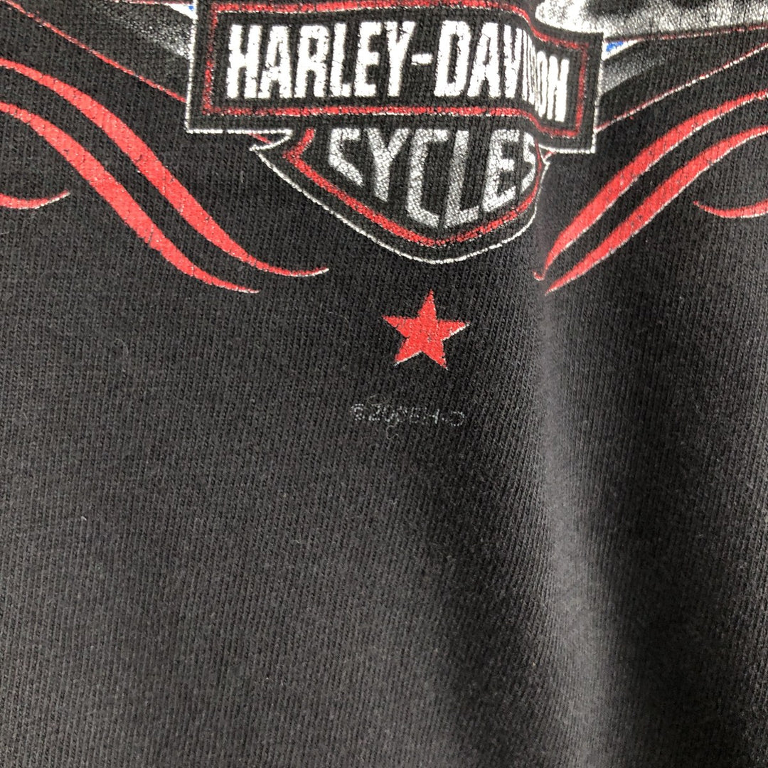 00'S Harley-Davidson Fire Pattern Motorcycle Bike T-Shirt Made in USA Men's XL cotton black type Vintage Second Hand