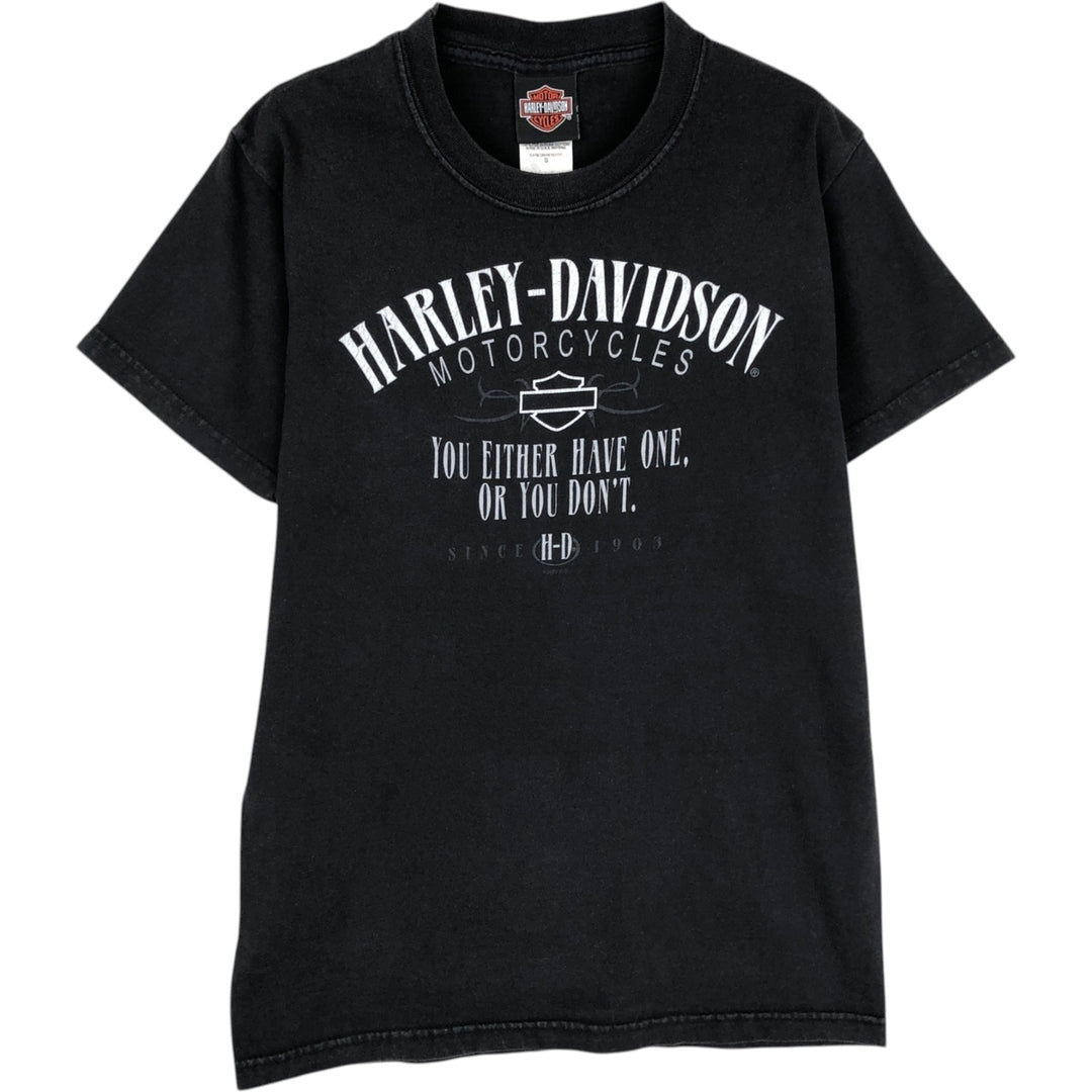 2000'S Harley-Davidson Motorcycle T-Shirt, Made in USA, Men's Size S (approx.) cotton black type Vintage Second Hand