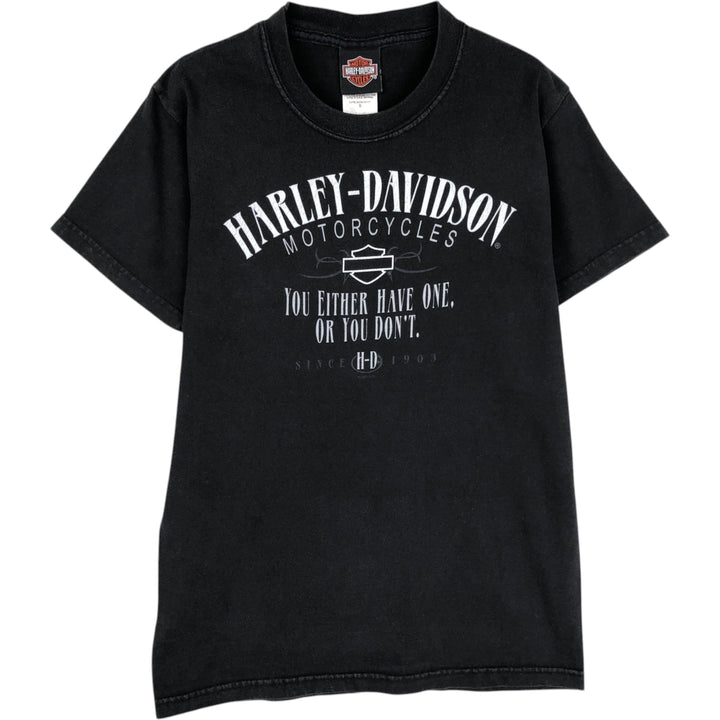 2000'S Harley-Davidson Motorcycle T-Shirt, Made in USA, Men's Size S (approx.) cotton black type Vintage Second Hand