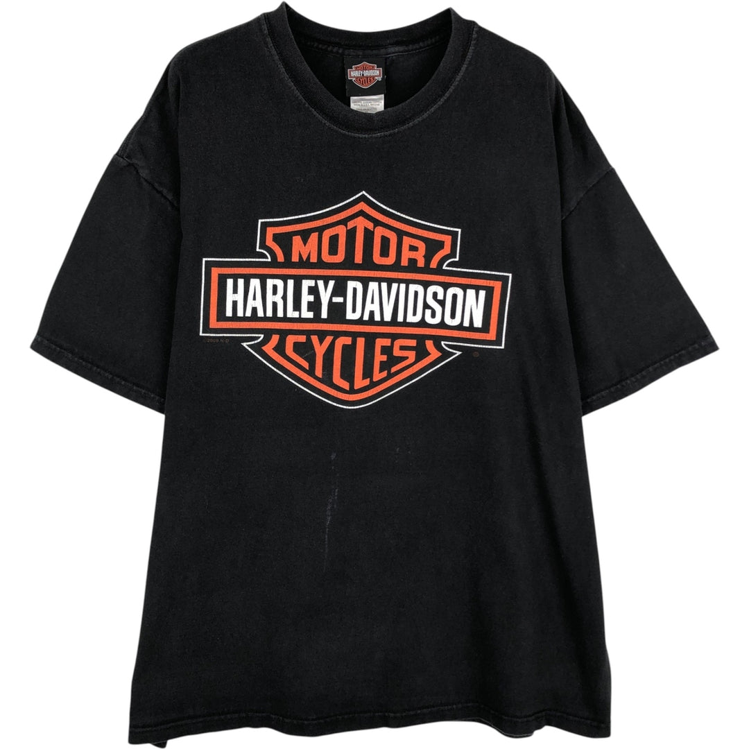 2000'S Harley-Davidson Big Logo Motorcycle T-Shirt, Made in USA, Men's Size XL (approx.) cotton black type Vintage Second Hand