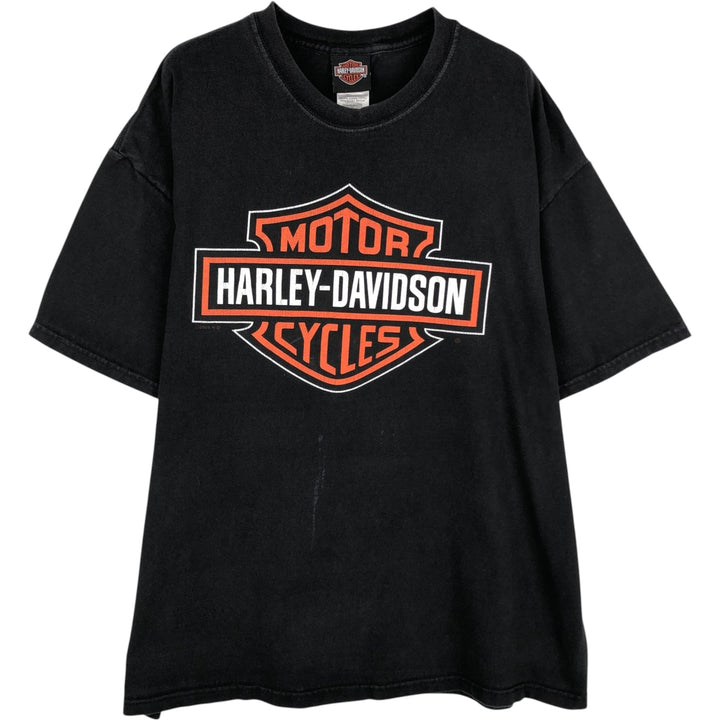 2000'S Harley-Davidson Big Logo Motorcycle T-Shirt, Made in USA, Men's Size XL (approx.) cotton black type Vintage Second Hand