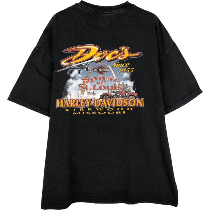 2000'S Harley-Davidson Big Logo Motorcycle T-Shirt, Made in USA, Men's Size XL (approx.) cotton black type Vintage Second Hand