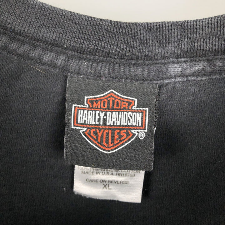 2000'S Harley-Davidson Big Logo Motorcycle T-Shirt, Made in USA, Men's Size XL (approx.) cotton black type Vintage Second Hand