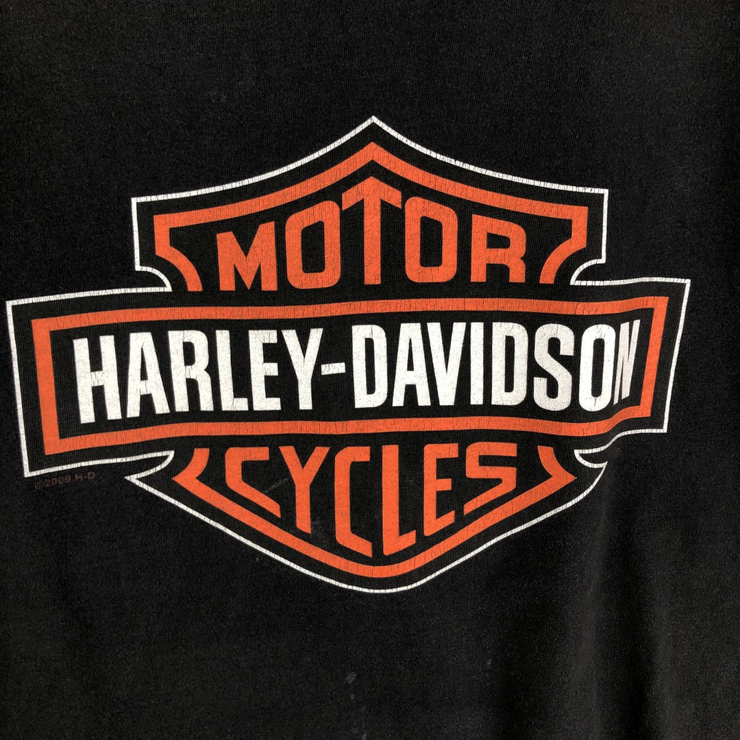 2000'S Harley-Davidson Big Logo Motorcycle T-Shirt, Made in USA, Men's Size XL (approx.) cotton black type Vintage Second Hand