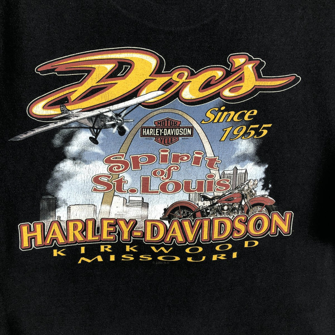 2000'S Harley-Davidson Big Logo Motorcycle T-Shirt, Made in USA, Men's Size XL (approx.) cotton black type Vintage Second Hand