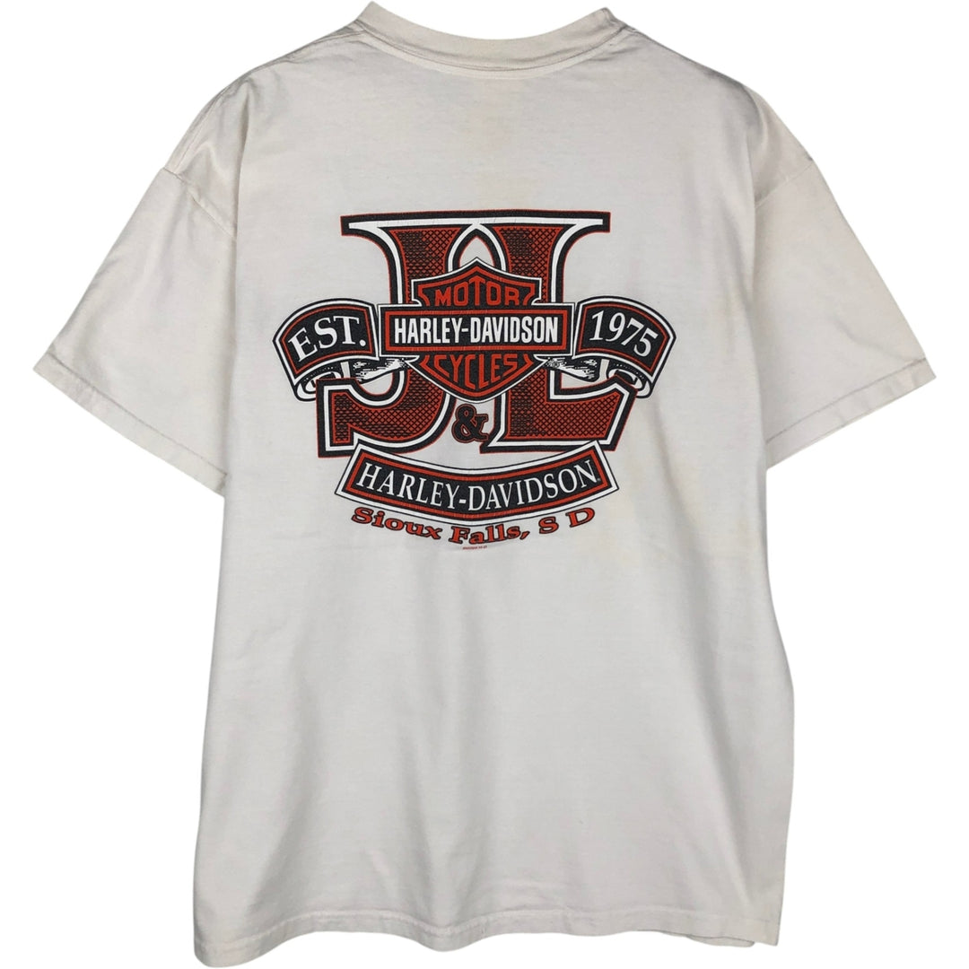 00'S Harley-Davidson Motorcycle Bike T-shirt Made in USA Men's L size cotton white type Vintage Second Hand