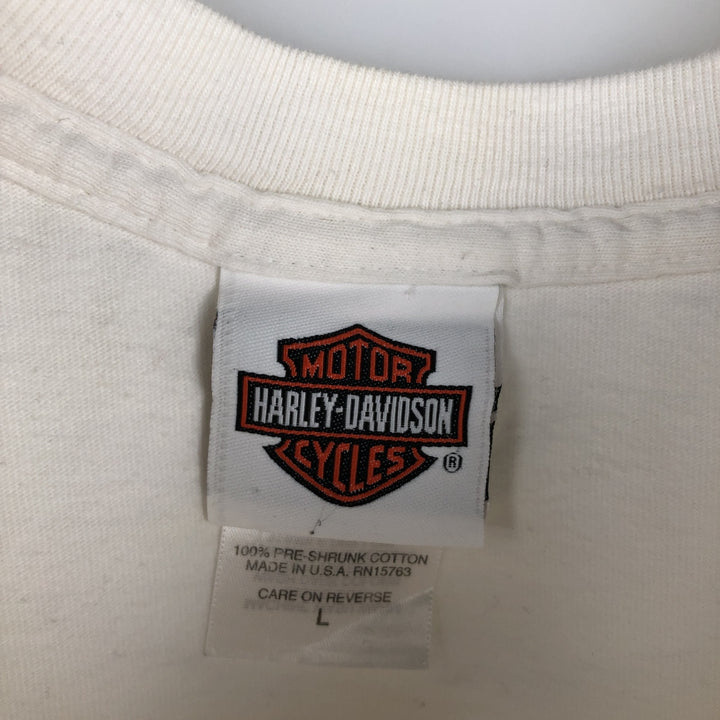 00'S Harley-Davidson Motorcycle Bike T-shirt Made in USA Men's L size cotton white type Vintage Second Hand