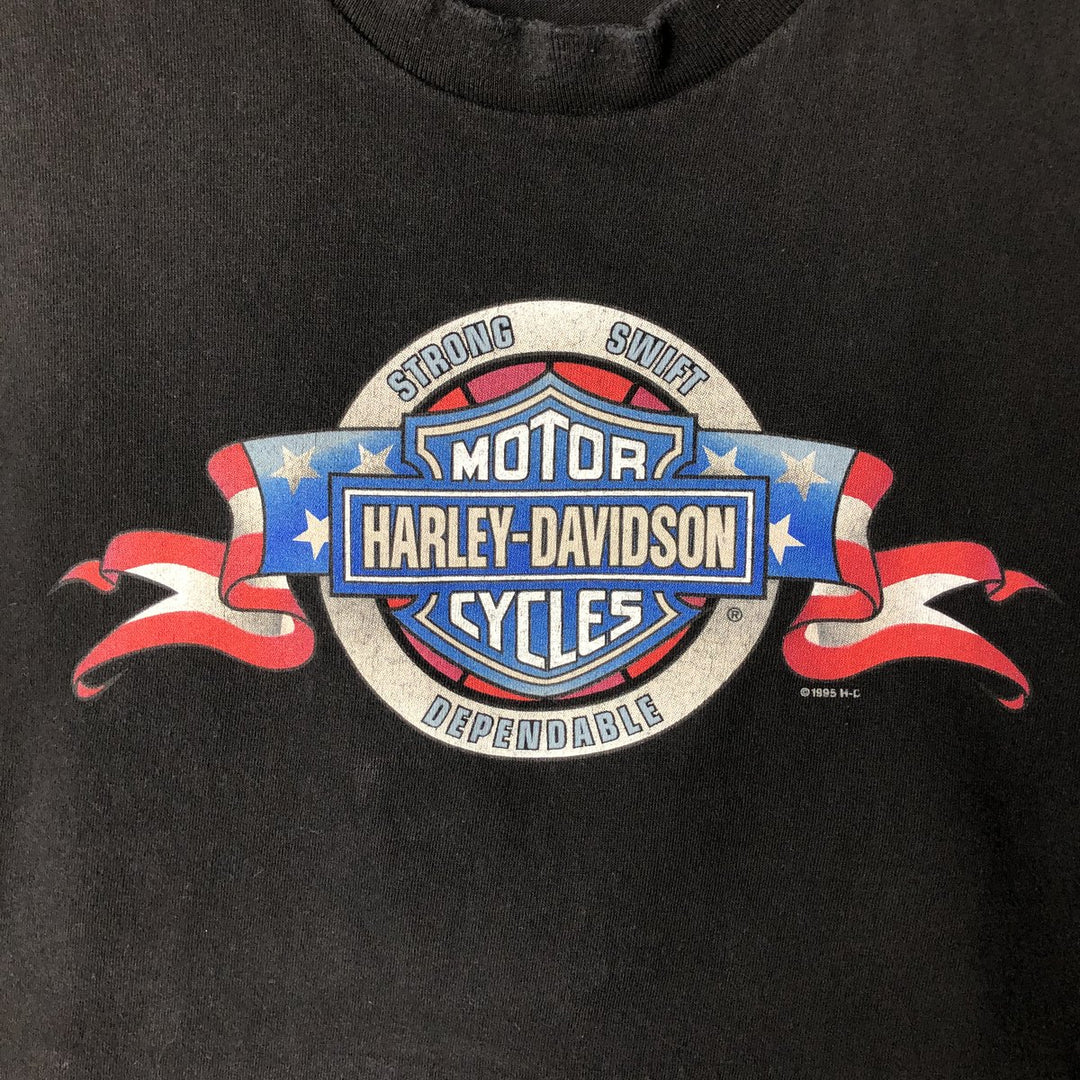 90'S Harley Davidson Stars and Stripes Motorcycle Bike T-Shirt Made in USA Men's XL Vintage cotton black type Vintage Second Hand