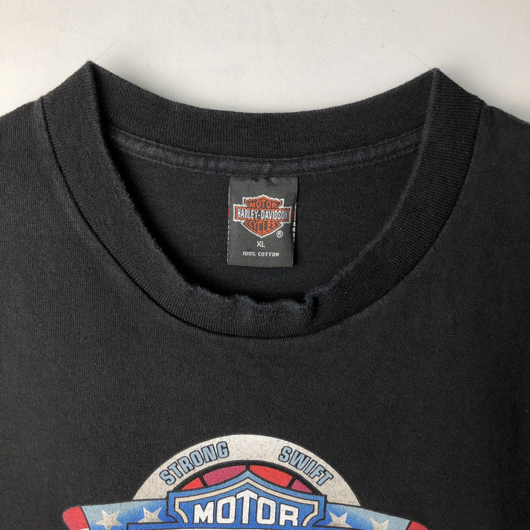 90'S Harley Davidson Stars and Stripes Motorcycle Bike T-Shirt Made in USA Men's XL Vintage cotton black type Vintage Second Hand