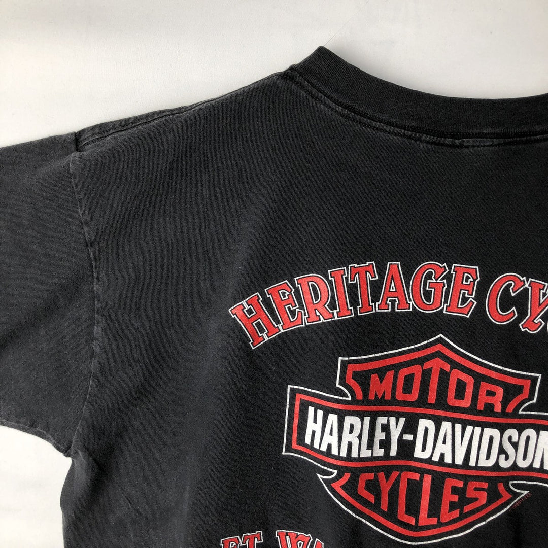 Harley-Davidson Motorcycle Bike T-shirt Made in USA Men's XL cotton black type Vintage Second Hand