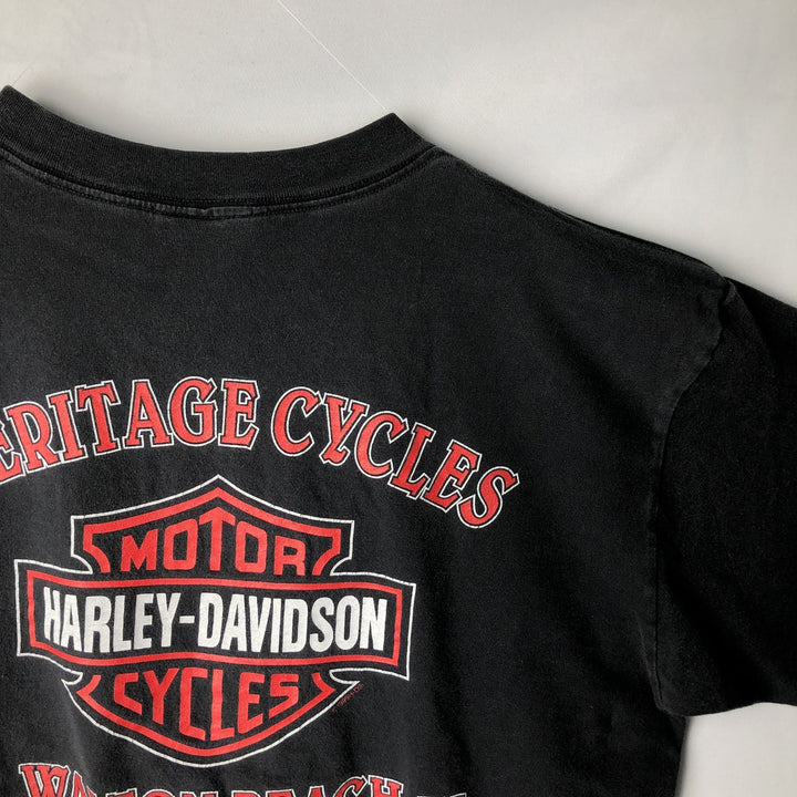 Harley-Davidson Motorcycle Bike T-shirt Made in USA Men's XL cotton black type Vintage Second Hand
