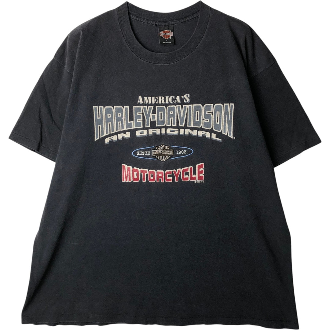 90'S Harley-Davidson Motorcycle Bike T-shirt Made in USA Men's XL Vintage cotton blue type Vintage Second Hand