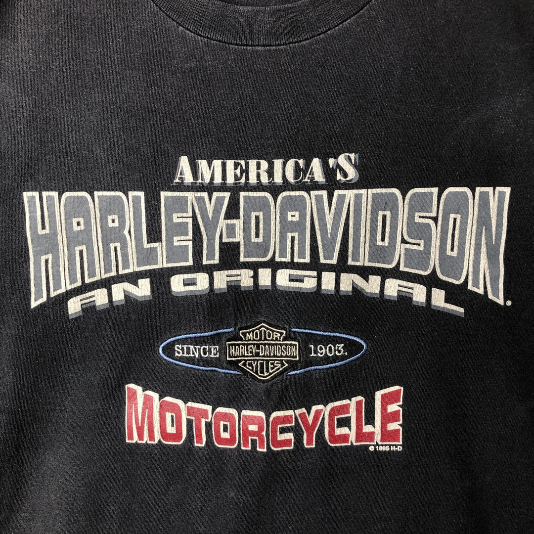 90'S Harley-Davidson Motorcycle Bike T-shirt Made in USA Men's XL Vintage cotton blue type Vintage Second Hand