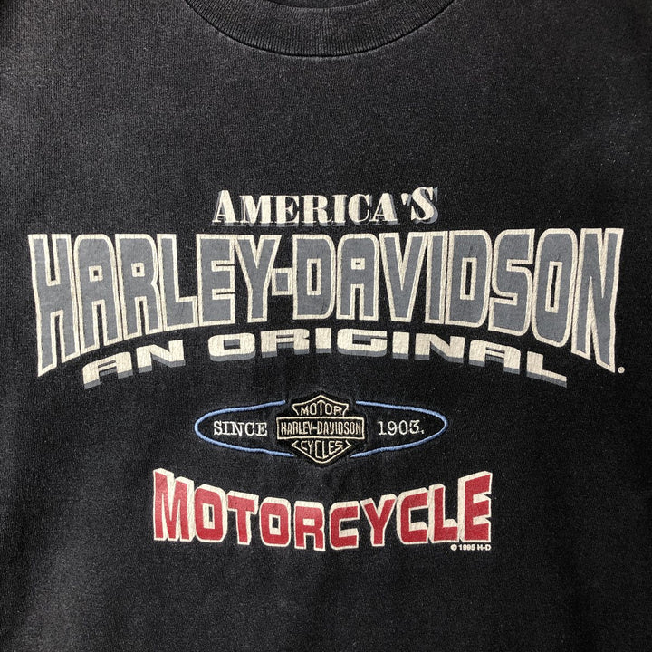 90'S Harley-Davidson Motorcycle Bike T-shirt Made in USA Men's XL Vintage cotton blue type Vintage Second Hand