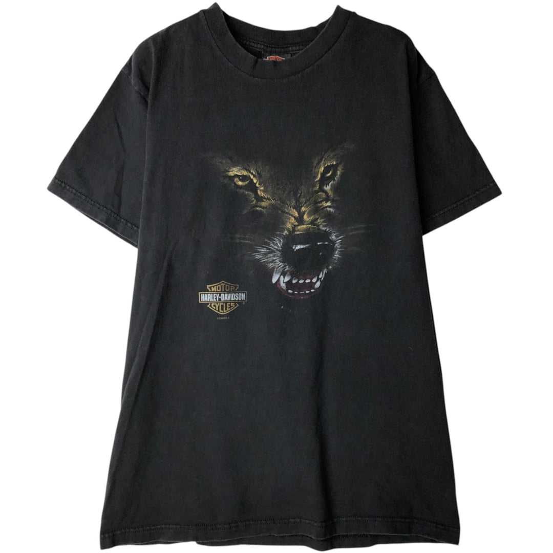 Harley-Davidson Wolf Pattern Motorcycle T-Shirt, Men's Size M (approx.) unclear black type Vintage Second Hand