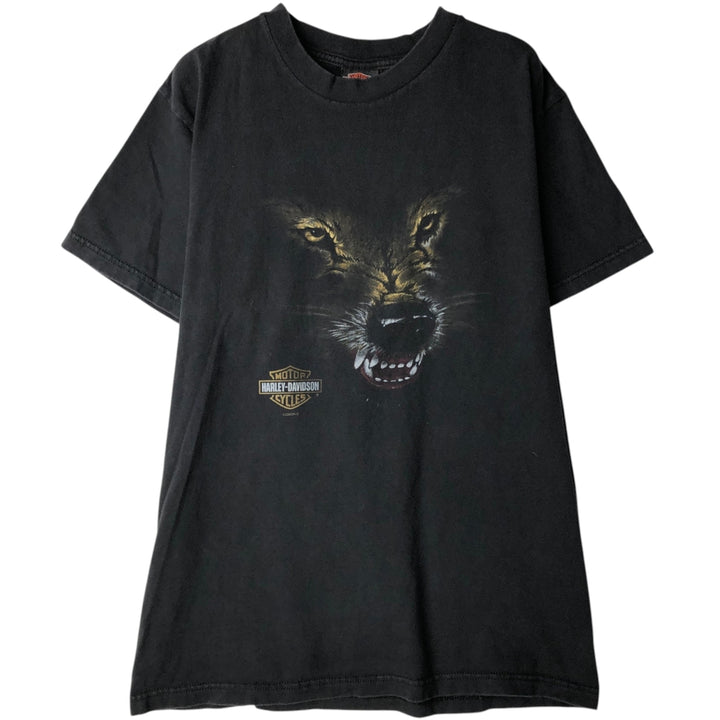 Harley-Davidson Wolf Pattern Motorcycle T-Shirt, Men's Size M (approx.) unclear black type Vintage Second Hand