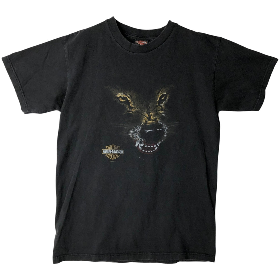 Harley-Davidson Wolf Pattern Motorcycle T-Shirt, Men's Size M (approx.) unclear black type Vintage Second Hand