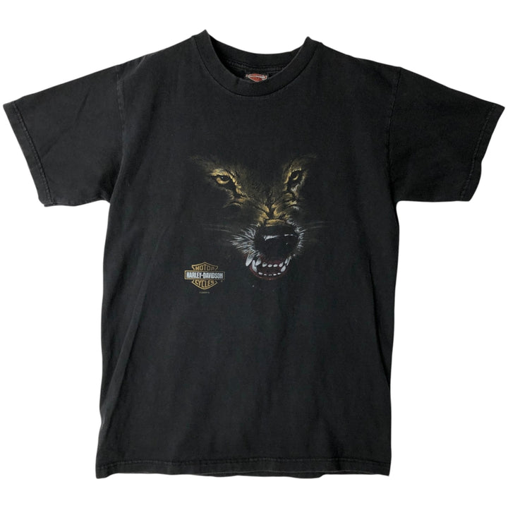 Harley-Davidson Wolf Pattern Motorcycle T-Shirt, Men's Size M (approx.) unclear black type Vintage Second Hand