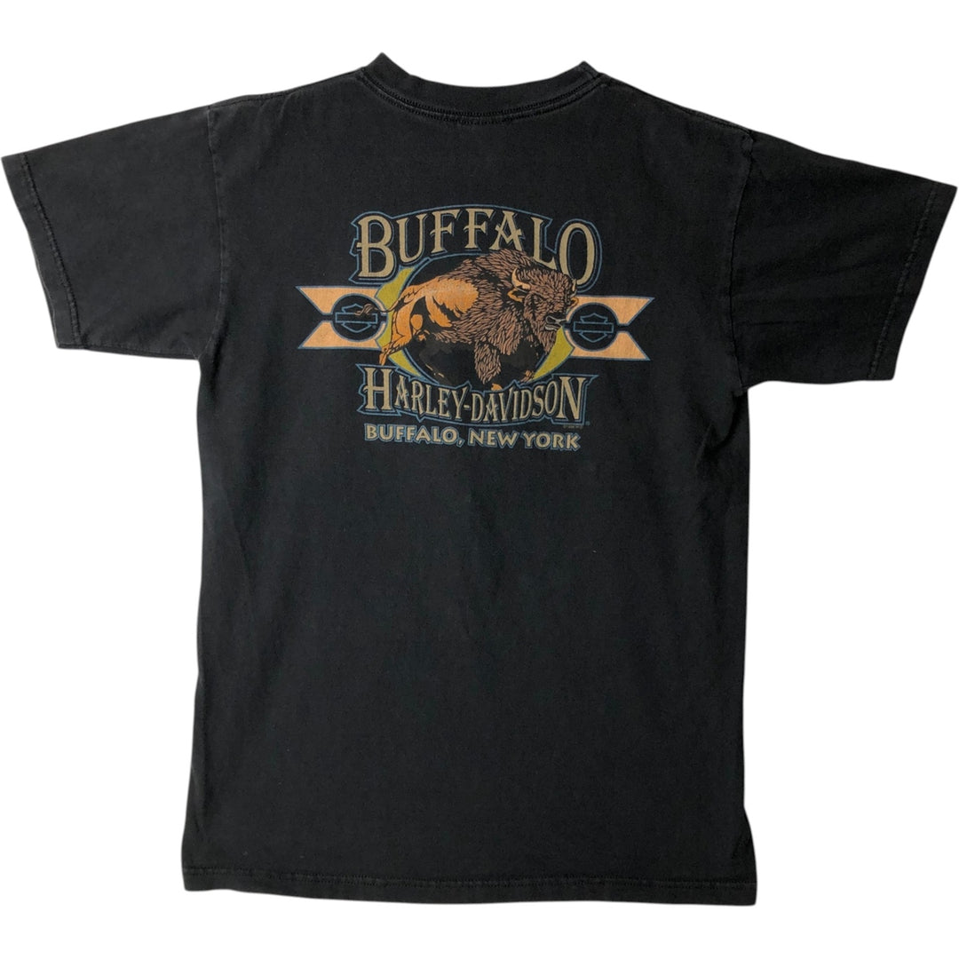 Harley-Davidson Wolf Pattern Motorcycle T-Shirt, Men's Size M (approx.) unclear black type Vintage Second Hand