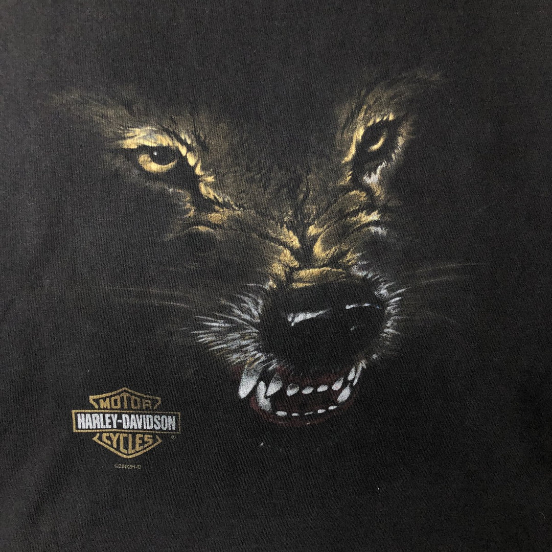 Harley-Davidson Wolf Pattern Motorcycle T-Shirt, Men's Size M (approx.) unclear black type Vintage Second Hand