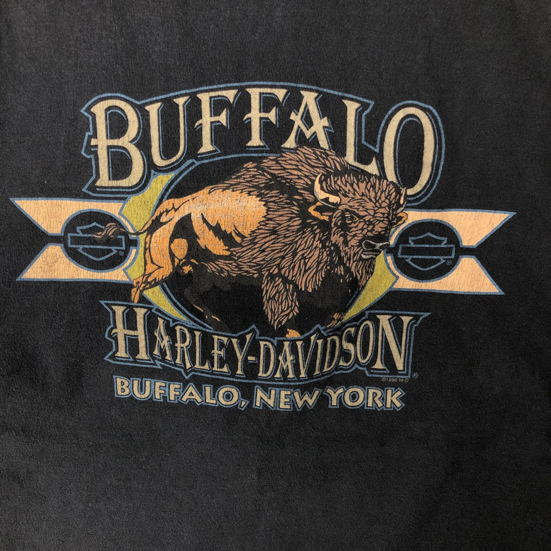 Harley-Davidson Wolf Pattern Motorcycle T-Shirt, Men's Size M (approx.) unclear black type Vintage Second Hand