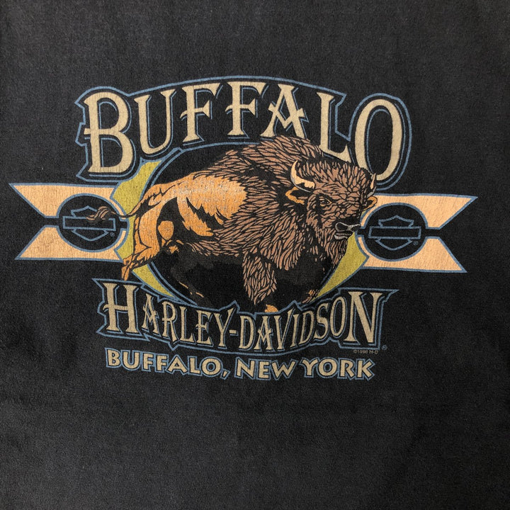 Harley-Davidson Wolf Pattern Motorcycle T-Shirt, Men's Size M (approx.) unclear black type Vintage Second Hand