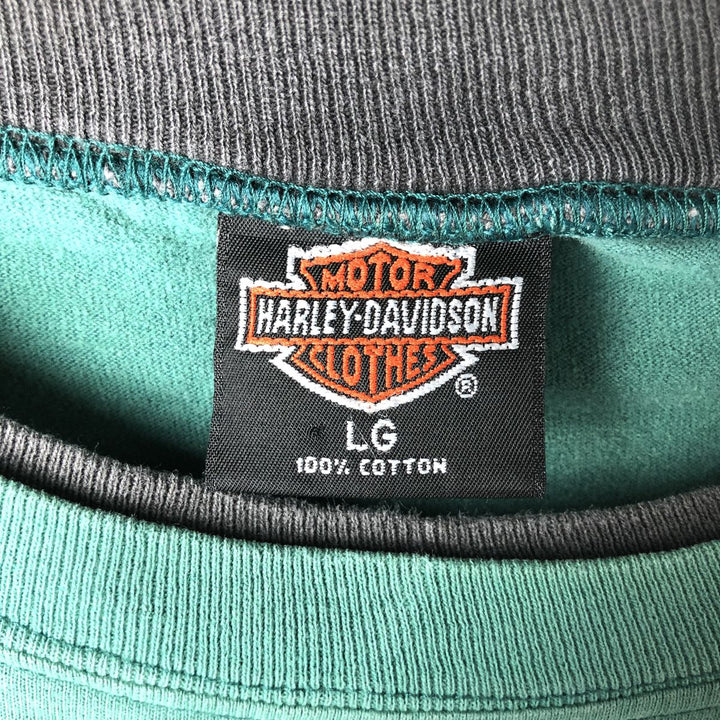 Harley-Davidson Motorcycle Bike T-shirt Made in USA Men's L size cotton green type Vintage Second Hand