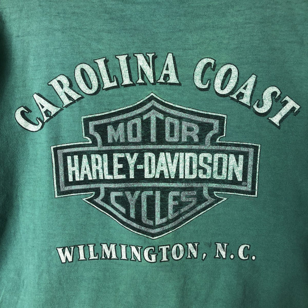 Harley-Davidson Motorcycle Bike T-shirt Made in USA Men's L size cotton green type Vintage Second Hand