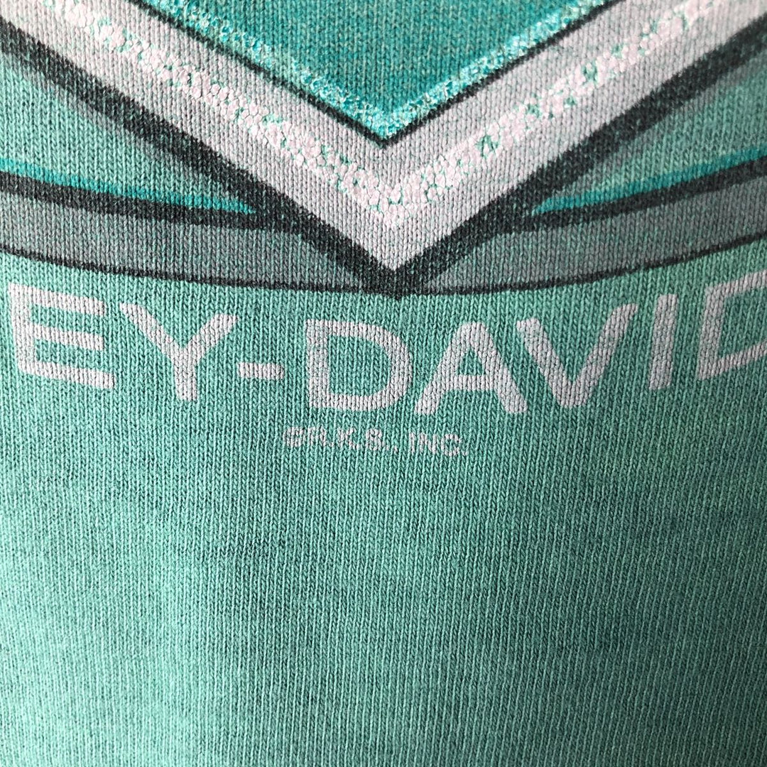 Harley-Davidson Motorcycle Bike T-shirt Made in USA Men's L size cotton green type Vintage Second Hand