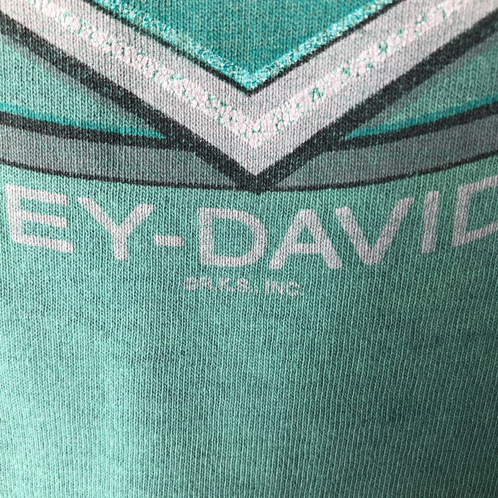 Harley-Davidson Motorcycle Bike T-shirt Made in USA Men's L size cotton green type Vintage Second Hand