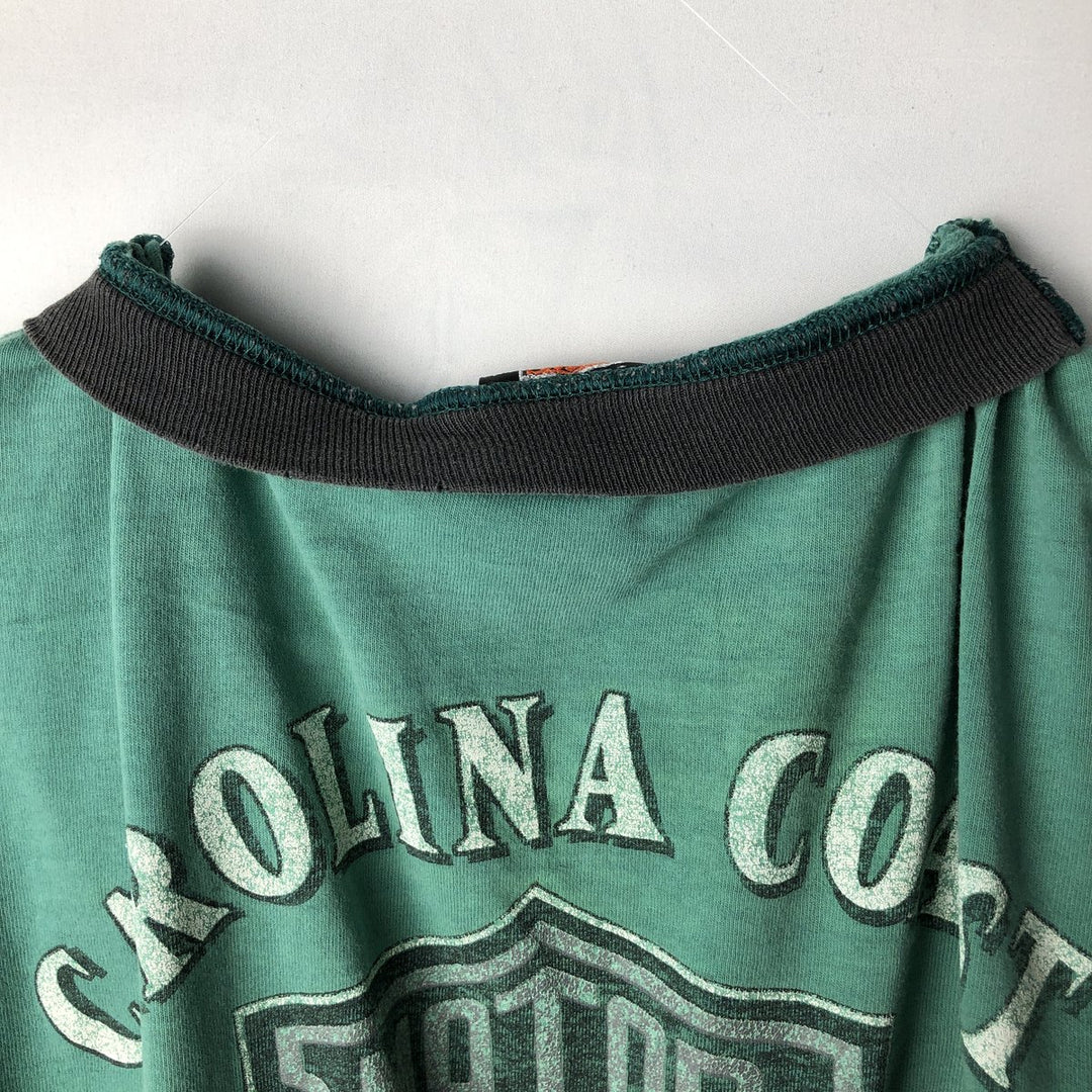Harley-Davidson Motorcycle Bike T-shirt Made in USA Men's L size cotton green type Vintage Second Hand