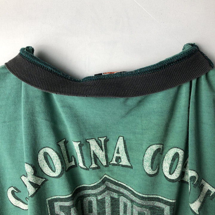 Harley-Davidson Motorcycle Bike T-shirt Made in USA Men's L size cotton green type Vintage Second Hand