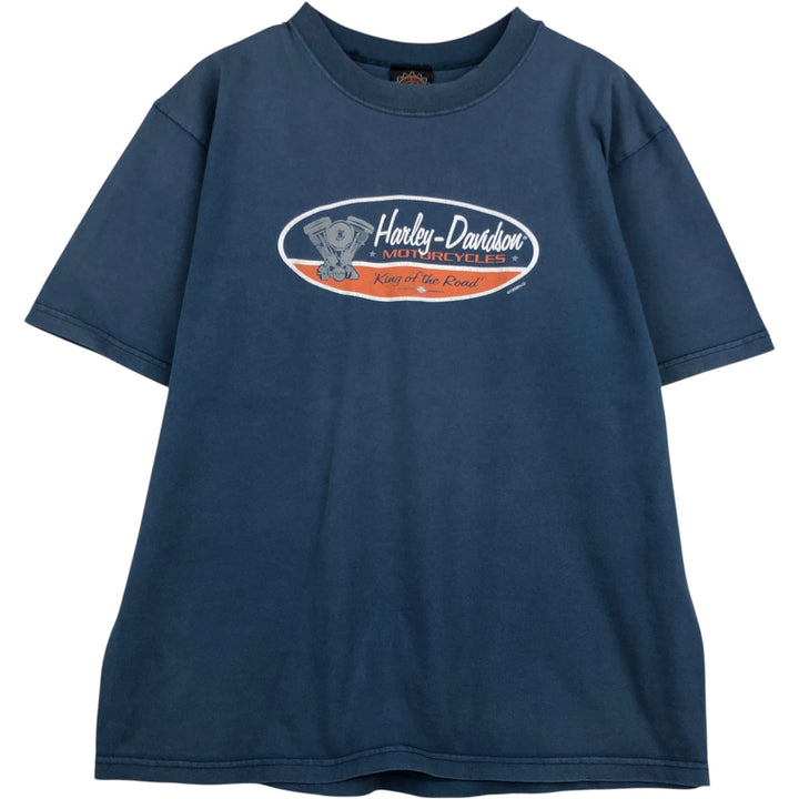 90'S Harley-Davidson Motorcycle Bike T-shirt Made in USA Men's L Vintage cotton blue type Vintage Second Hand