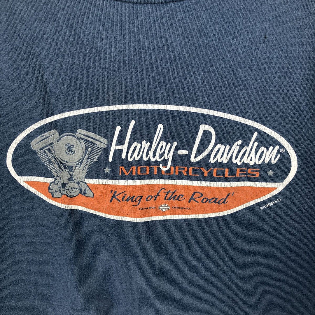 90'S Harley-Davidson Motorcycle Bike T-shirt Made in USA Men's L Vintage cotton blue type Vintage Second Hand