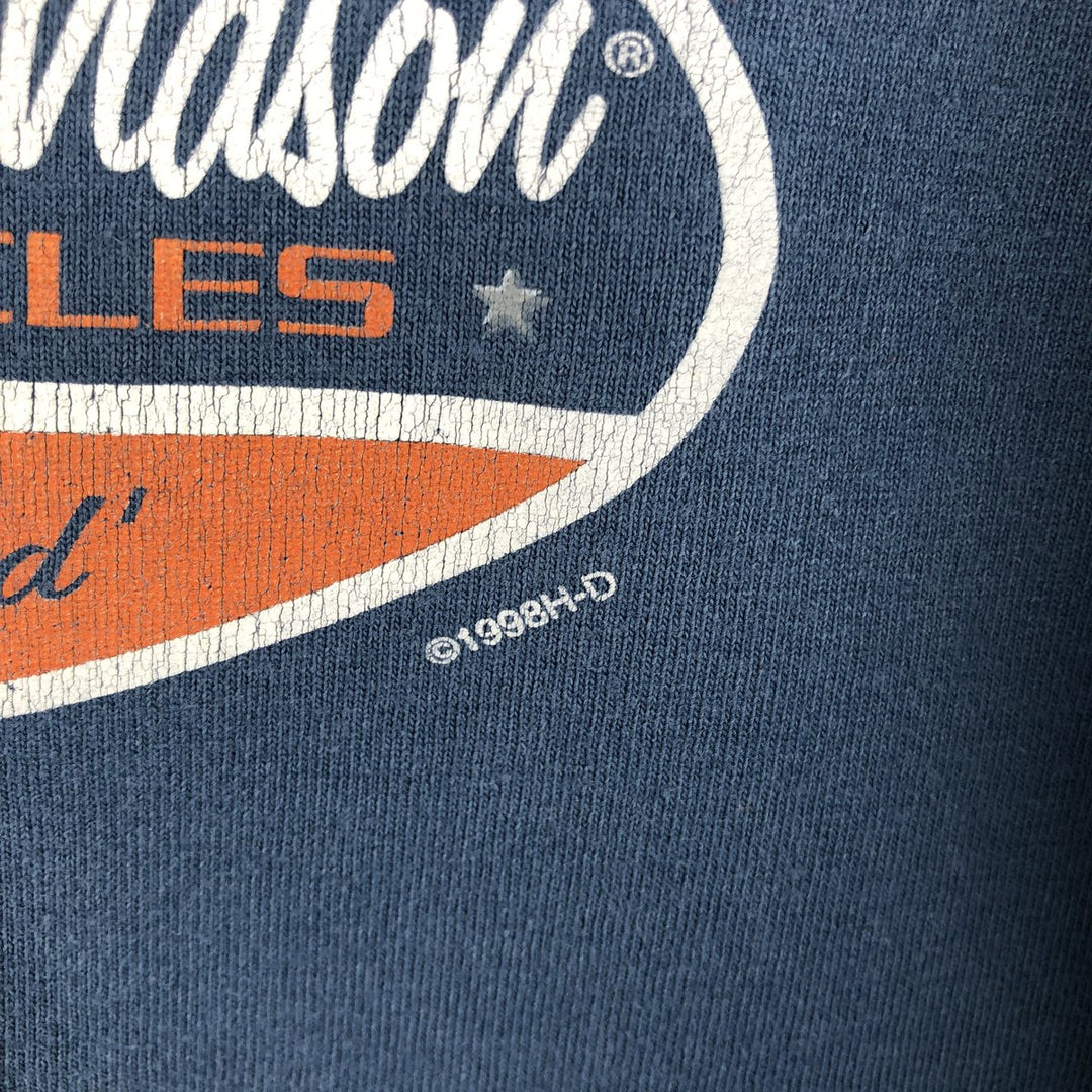 90'S Harley-Davidson Motorcycle Bike T-shirt Made in USA Men's L Vintage cotton blue type Vintage Second Hand