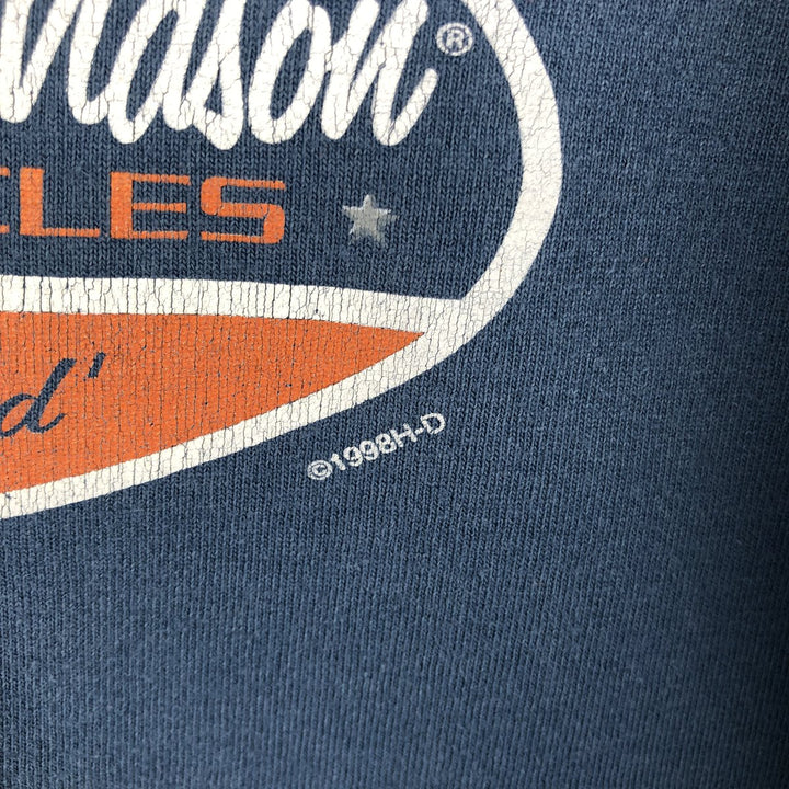 90'S Harley-Davidson Motorcycle Bike T-shirt Made in USA Men's L Vintage cotton blue type Vintage Second Hand