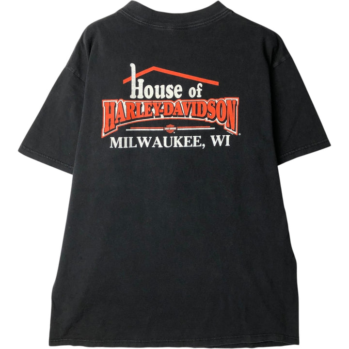90'S Harley-Davidson Motorcycle Bike T-shirt Made in USA Men's XL Vintage cotton black type Vintage Second Hand