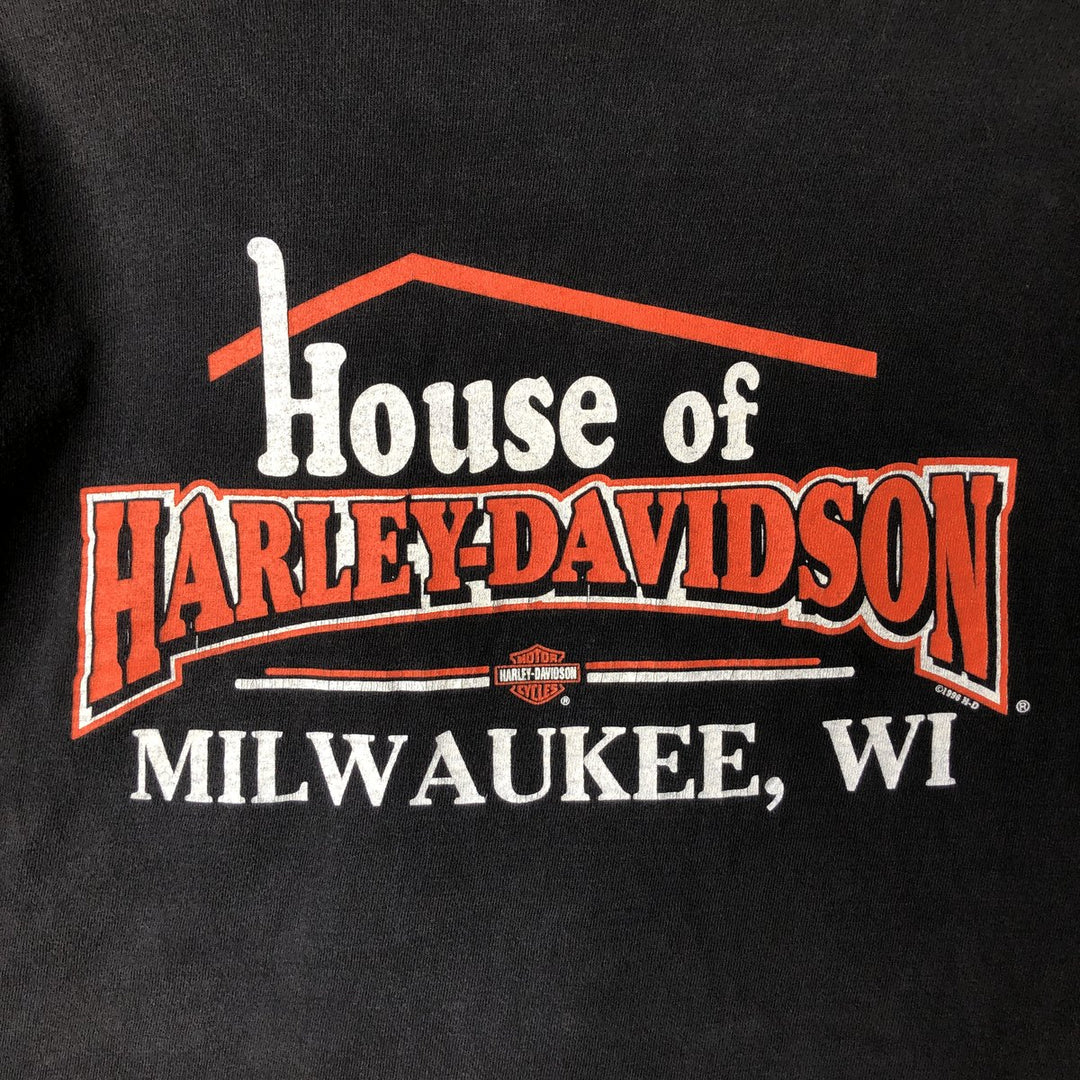 90'S Harley-Davidson Motorcycle Bike T-shirt Made in USA Men's XL Vintage cotton black type Vintage Second Hand
