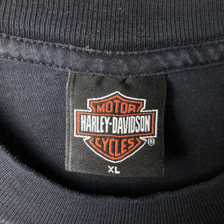 00'S Harley-Davidson Eagle Pattern Motorcycle Bike T-shirt Men's XL unclear black type Vintage Second Hand