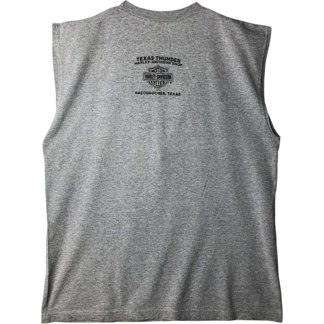 2000'S Harley-Davidson Eagle Pattern Sleeveless Motorcycle T-Shirt (Men's Size L) unclear gray type Vintage Second Hand