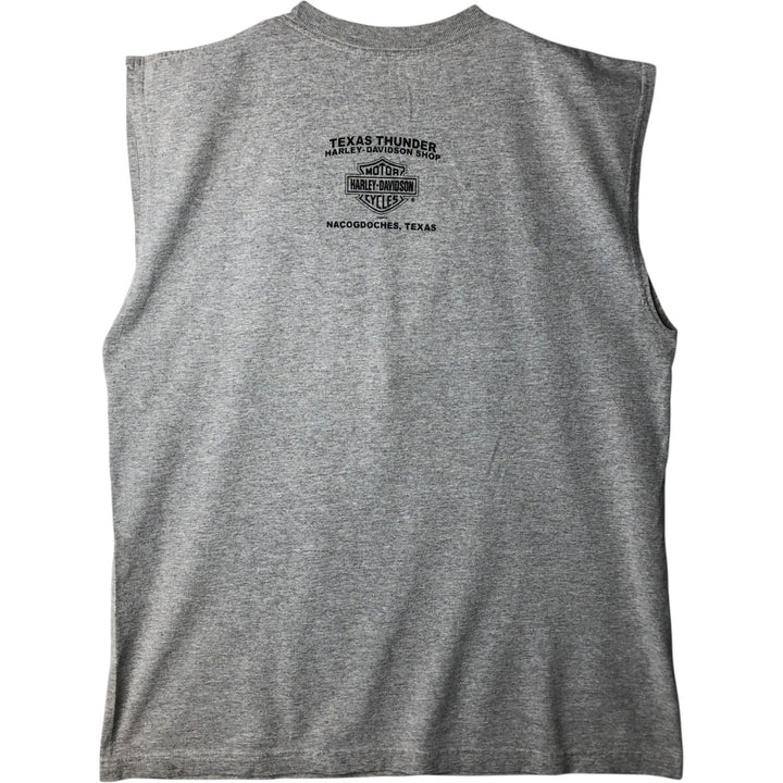 2000'S Harley-Davidson Eagle Pattern Sleeveless Motorcycle T-Shirt (Men's Size L) unclear gray type Vintage Second Hand