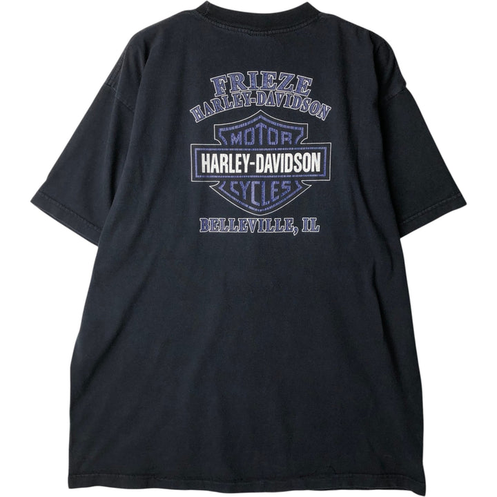 00'S Harley-Davidson Eagle Pattern Motorcycle Bike T-shirt Men's XL unclear black type Vintage Second Hand