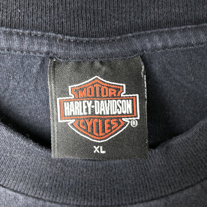 00'S Harley-Davidson Eagle Pattern Motorcycle Bike T-shirt Men's XL unclear black type Vintage Second Hand