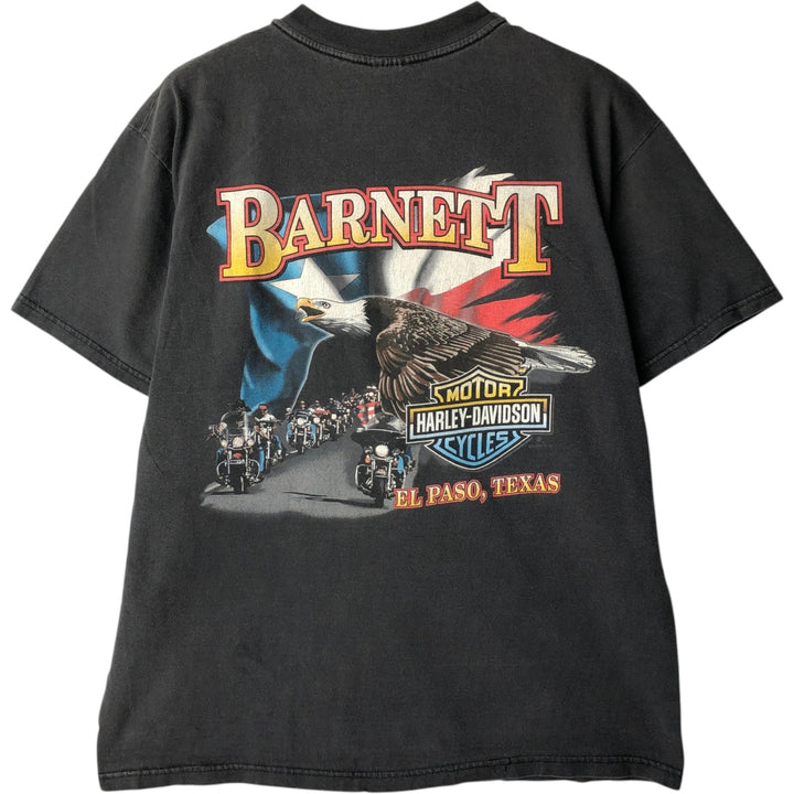 90'S Harley-Davidson Eagle Pattern/Stars and Stripes Motorcycle T-Shirt, Men's Size M (approx.), Vintage unclear Charcoal Vintage Second Hand