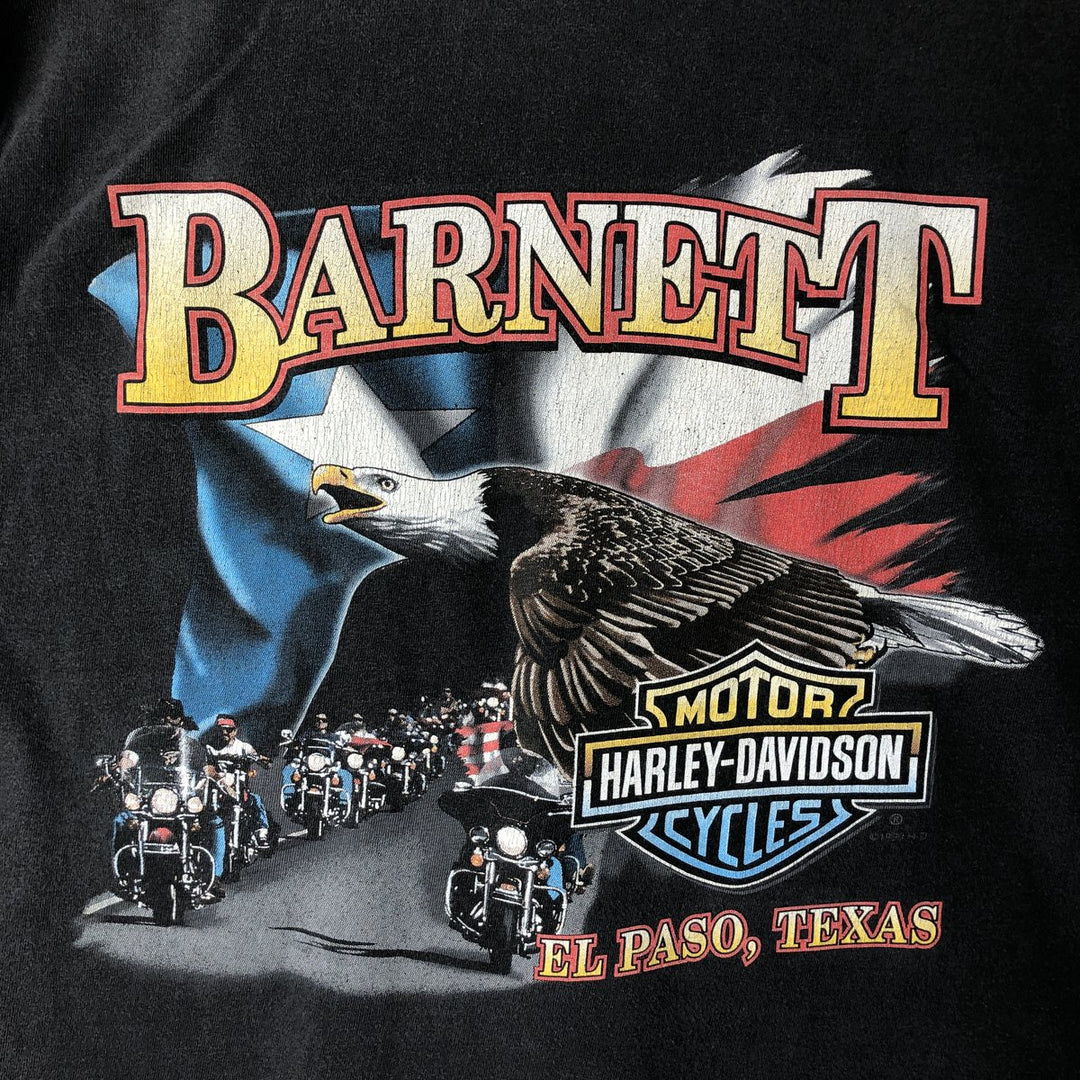 90'S Harley-Davidson Eagle Pattern/Stars and Stripes Motorcycle T-Shirt, Men's Size M (approx.), Vintage unclear Charcoal Vintage Second Hand